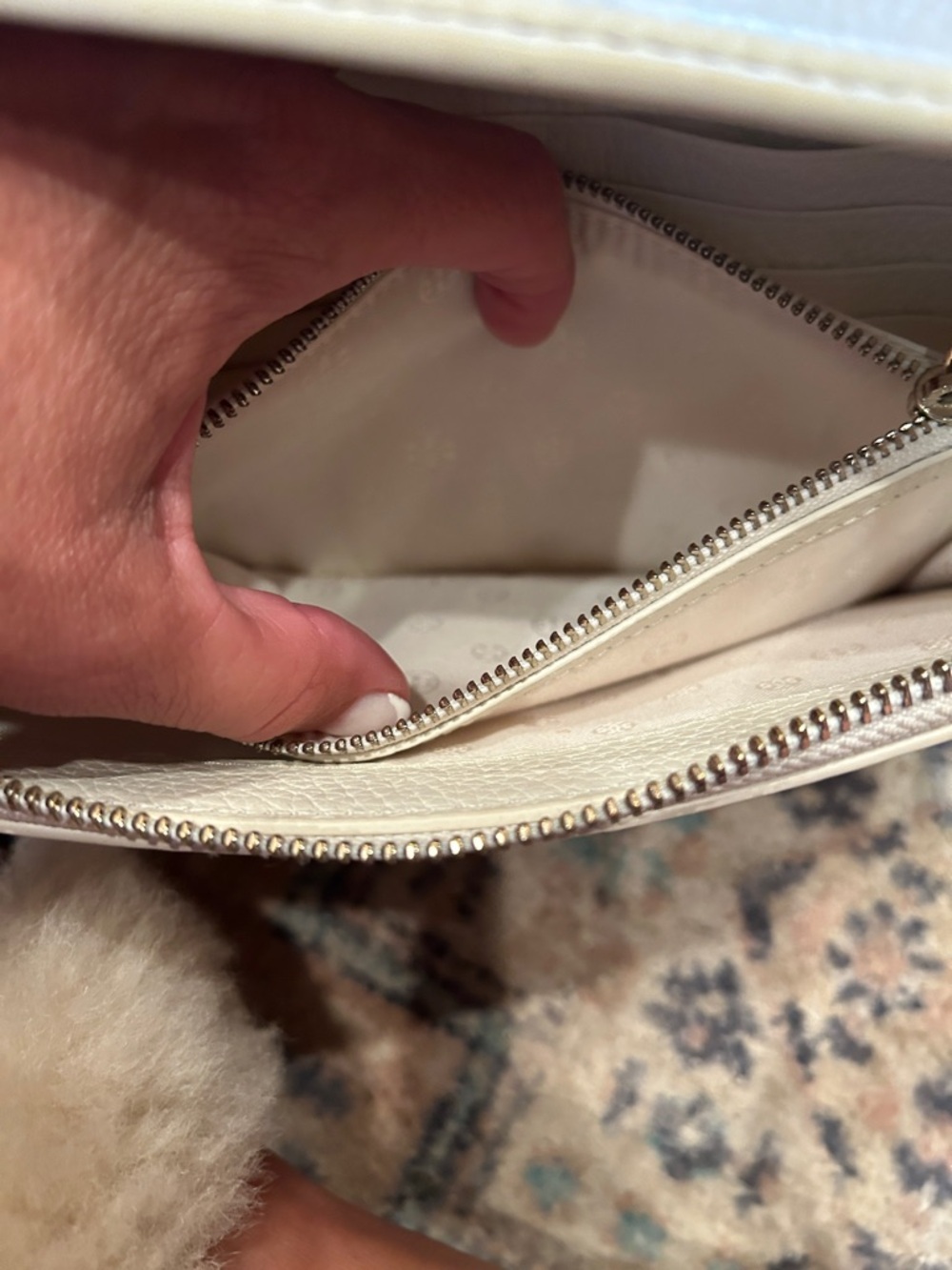 Tory Burch Pebbled Leather Wristlet Wallet in Off-White - Picture 6 of 15